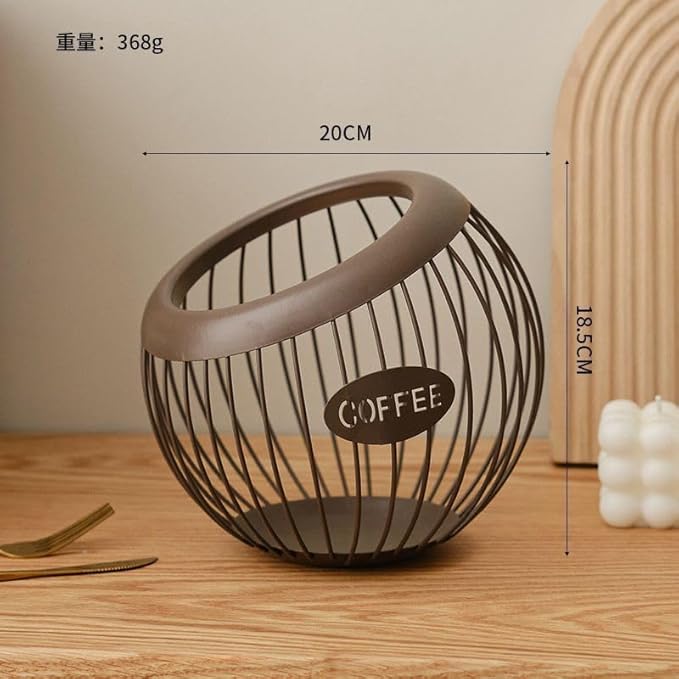 1PCS Coffee Pod Holder Iron Large Capacity K Cup Holder Espresso Coffee Capsule Storage Basket for Counter Coffee Bar Espresso Coffee Pod Organizer for Counter Fruit Bread Snacks Storage Coffee