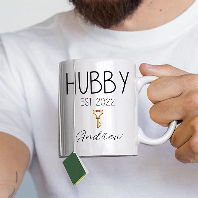 Custom Name With Est Coffee Mug, Hubby Wifey Mug Set Of 2, Personalized Couple Mug Cup For Valentines Day, Lover Mug, Couple Mugs Set, Couple Mugs, Wedding Mug, Couple Gifts, White 11oz Or 15oz
