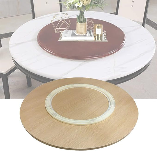 Large Turntable For Round Dining Table, Ø50-80-100cm, Wooden Lazy Susan Turntable For Garden Table, 360° Turntable Round Rotating Serving Plate, Sharing Dinner Easily (Color : Wood, Size : Ø50cm-20i