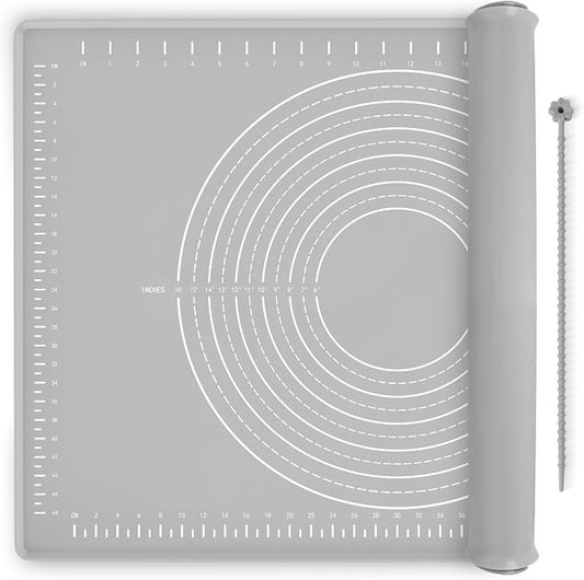 Silicone Baking Mat 28" x 20", Extra Thick Dough Rolling Mat with Measurements and Edge Heightening, Non-stick Food Grade Silicone Pastry Mat for for Pastry, Bread, Cookies, Pizza, Fondant, Pasta