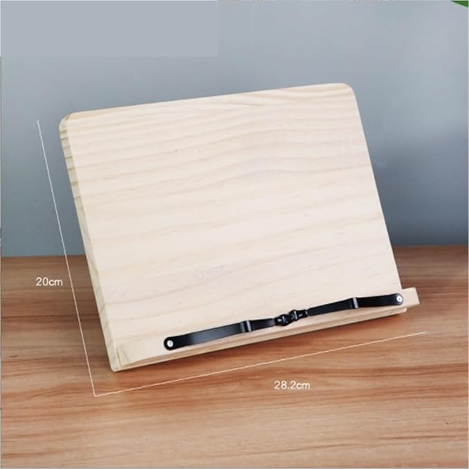 Kitchen Recipe Holder Wooden Bookshelf Adjustable Angle Reading Shelf Suitable for Textbooks, Cookbooks Tablets(28cm)