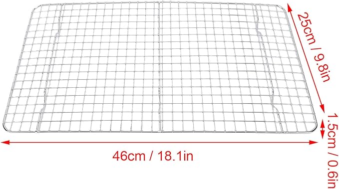 Generic Cooling Rack, Stainless Steel Baking Rack, Food Grade Oven with Grid Mesh Design & Stable Support Feet, Dishwasher Safe, Ideal for Oven Cooking, Roasting & Grilling, (Silver)