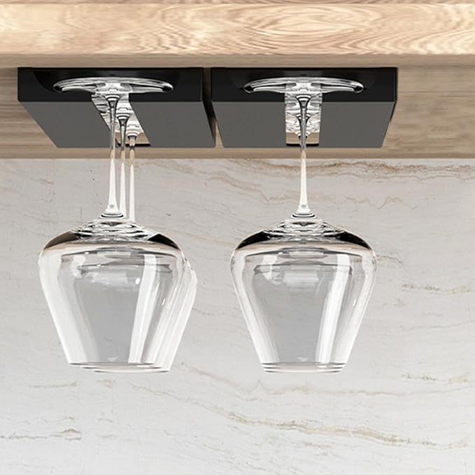 Wine Glass Hanger Under Cabinet - Nail Free Wine Glass Rack,Hangings Wine Glass Goblet Rack for Kitchen Storage and Organization Asaim