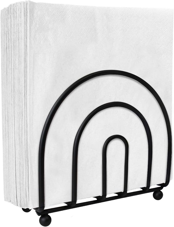 Blue Donuts Classic Arc Collection Napkin Holder – Napkin Holders for Tables, Farmhouse Napkins Holder, Dining Table Napkin Holders for Kitchen, Black