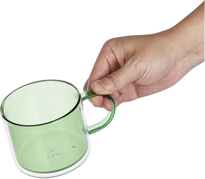 Restaurantware Coffee Cups 2 Pack of 11 oz Double Wall Glass Insulated Coffee Cup Borosilicate Mug Thermal Shock Resistant Handle Modern Design