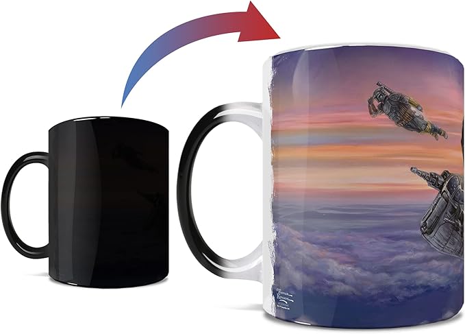 Morphing Mugs Star Wars – The Mandalorian – Razor Crest – The Escort – Thomas Kinkade Studios - One 11 oz Color Changing Ceramic Mug – Image Revealed When HOT Liquid Is Added! MMUG1222