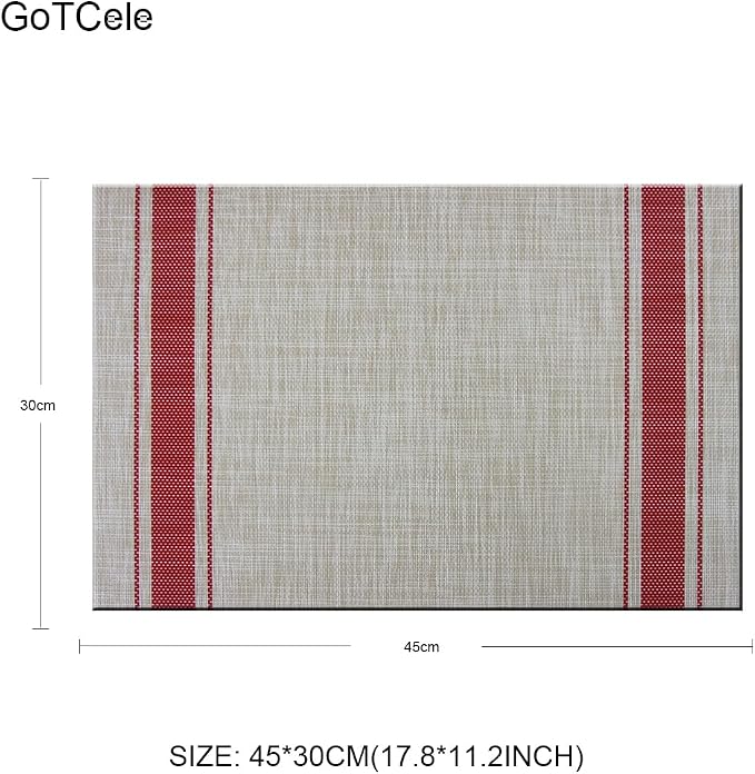 Table Mats Place Mats Indoor Set of 4 Washable Non Slip Kitchen Plastic Dining Placemats Set of 4（Red）
