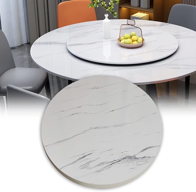 Wooden Lazy Susan Round Table Turntable, Large Dining Table Tabletop Serving Plate, 50cm~100cm, Wooden Swivel Display Tray 360°, No Need To Install, For Hotel/Family Dinner (Color : White-B, Size :