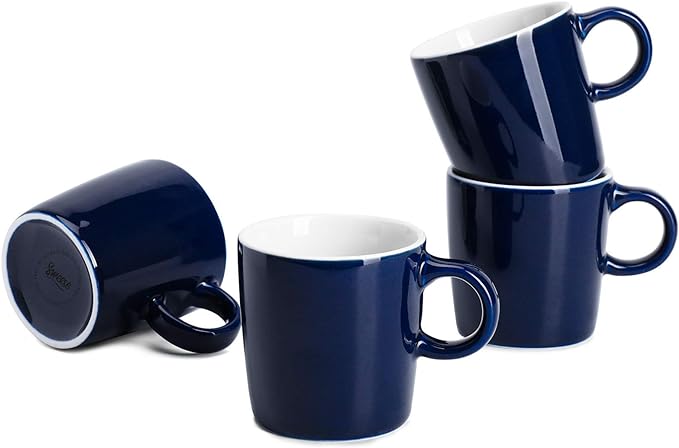 Sweese 3.5oz Porcelain Espresso Cups Set of 4, Mini Coffee Mugs Demitasse Cups - Navy