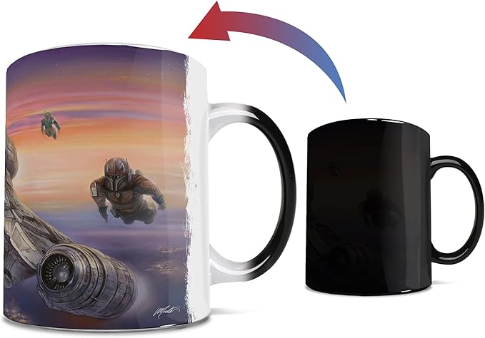 Morphing Mugs Star Wars – The Mandalorian – Razor Crest – The Escort – Thomas Kinkade Studios - One 11 oz Color Changing Ceramic Mug – Image Revealed When HOT Liquid Is Added! MMUG1222