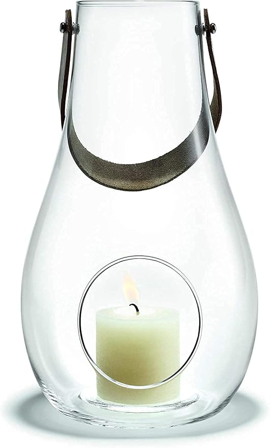Holmegaard Design with Light Lantern, Clear, 9.8" H x 6.1" D, Designed by Maria Berntsen, Gift Box Included