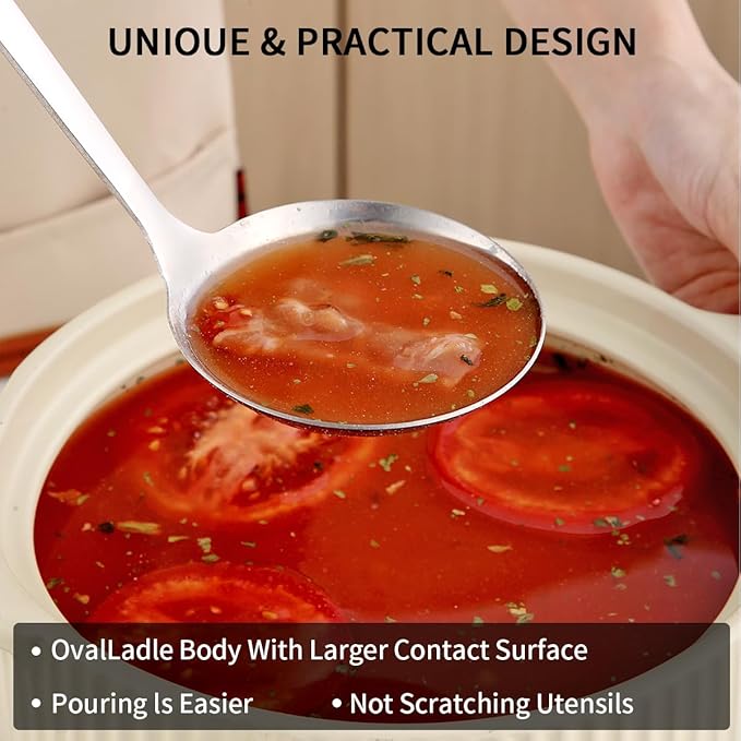 Berglander Stainless Steel Soup Ladle, 11.8" Durable Ladel Spoon for Serving or Cooking, Dishwasher Safe, Durable & Rust-Resistant Cooking Utensil