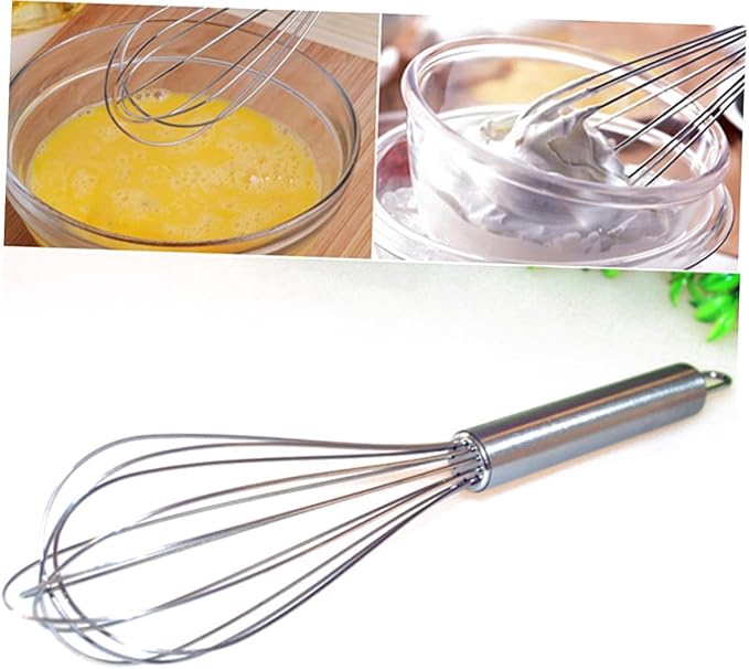 Luxshiny 3pcs Stainless Steel Balloon Wire Whisk Rust-resistant Egg Frother for Beating Blending Stirring Cooking Mixtures with Hanging Loop Handles Dishwasher Safe Kitchen Utensils
