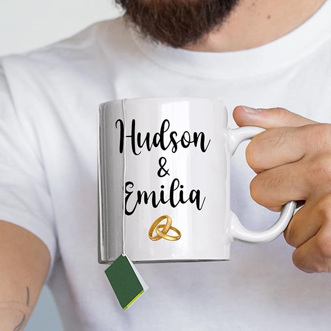 Custom Mrs And Mr Ceramic Mug, Couple Coffee Mug For Wedding Gift, Love Gifts With Name, Personalized Couple Set Mugs Design For Wife And Husband, Lover Mug, Set Of 2 Cup White 11oz 15oz