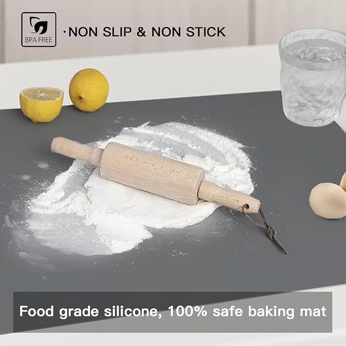 2MM Thick Silicone Countertop Mat, 23.6"x 23.6" Silicone Mats for Kitchen Counter, Nonslip Heat Resistant Mat, Large Kitchen Counter Mats, Waterproof Countertop Protector, Semitransparent