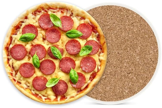 Ceramic Stone Cork Coasters for Drinks Tableware, Pepperoni Pizza with Mozzarella Cheese Round Absorbent Durable Aesthetic Art Cup Mat Protects Tables and Surfaces Set of 1 (4 * 4 Inch)