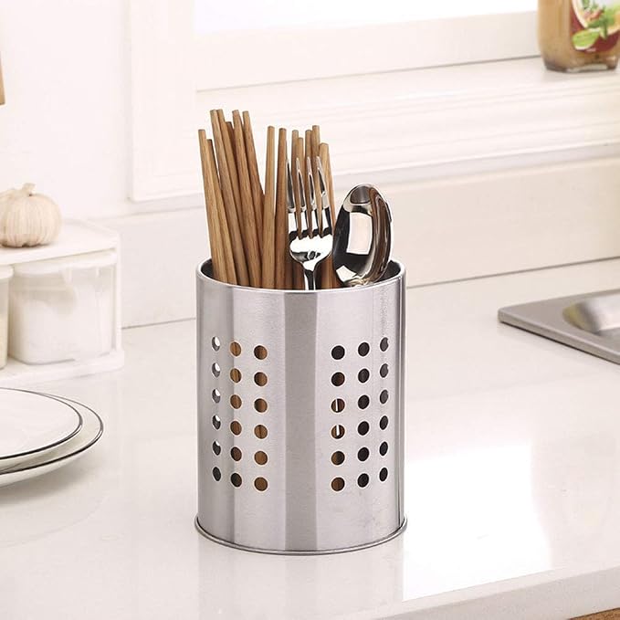 Kitchen Utensil Holder Stainless Steel Round Hole Cooking Tools Holder for Kitchen Home and Office