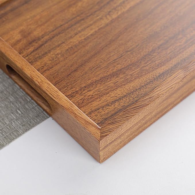 Wooden Coffee Trays with Handles Wood Serving Tray Wooden Bed Tray, Coffee Table Trays for Living Room,Wood Kitchen Tray Wood Decorative Tray with Handles