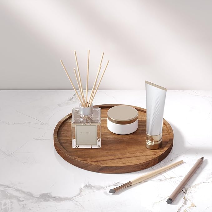 VERTORGAN Acacia Wood Serving Tray,8.7 Inch Decorative Trays Platter for Coffee Table,Living Room,Bar,Party,Mini Charcuterie Boards Cheese Board,Home Decor
