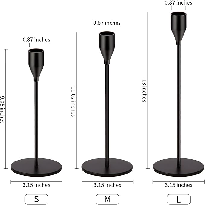 Oatnauxil Matte Black Candle Holders Black Candlestick Holders Metal Candle Holder for Wedding, Dinning, Party, Fits 3/4 inch Thick Candle&Led Candles (Set of 6 Pcs)