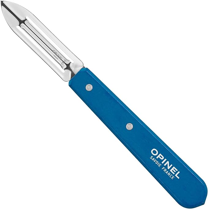 OPINEL Essential No.115 Peeler, Hornbeam Wood Handles, Made in France (Dark Blue)