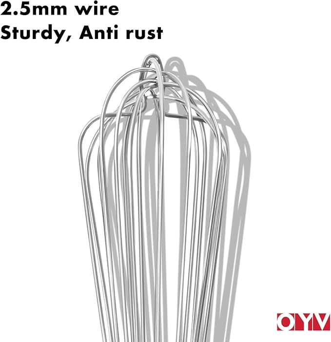 OYV 18/10 Stainless Steel Large Whisk, 17" Commercial Heavy Duty Whisk for Whipping Eggs, Mixing Batter, Making Sauces, Long Wisk Dishwasher Safe