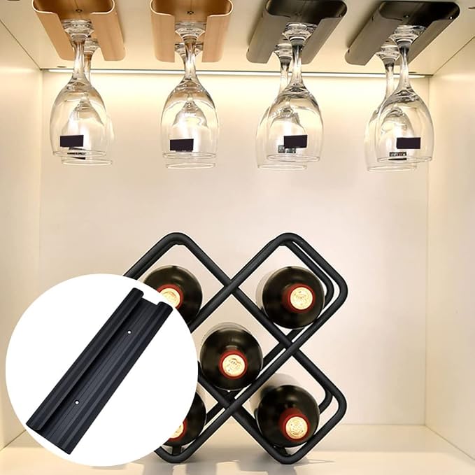 DOITOOL Metal Wine Glass Hanging Rack: Under Cabinet Stemware Holder Glasses Storage Hanger Metal Hanging Stemware Organizer for Kitchen Bar