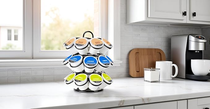 Coffee Pod Holder for Keurig Pods, K Cup Holder, K Cup Carousel, Coffee Pods Organizer Stand, No Assembly Required, 27 Pods Capacity, 360-Degrees Rotating -Black