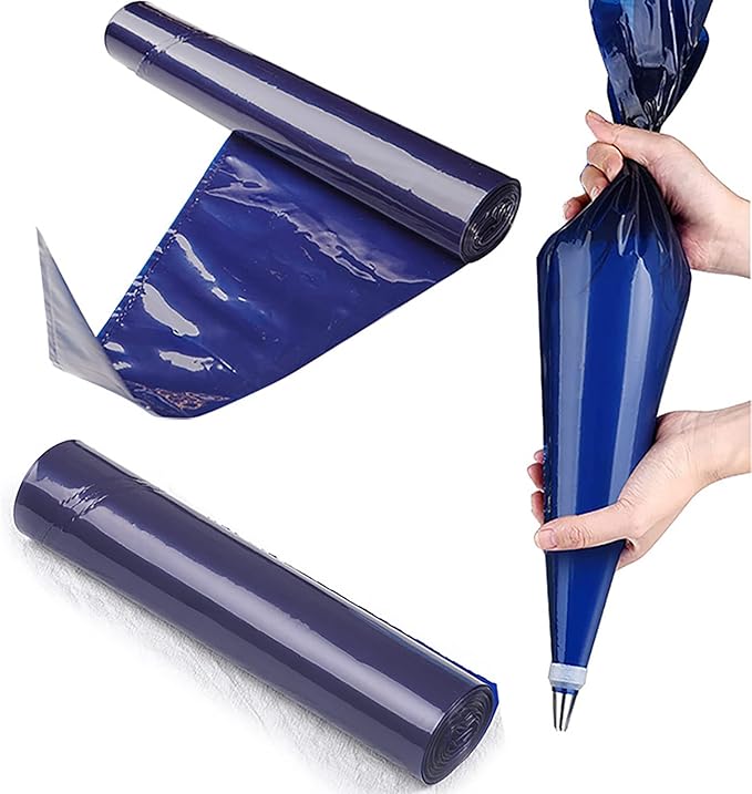 Joyeee 21 inch Large Icing Piping Bags for Frosting, with 6 Pcs Seal Reusable Icing Bag Ties, 50 Pcs Extra Thick Big Disposable Pastry Bags for Bakery, Party Dessert, Birthday Cake Decorating