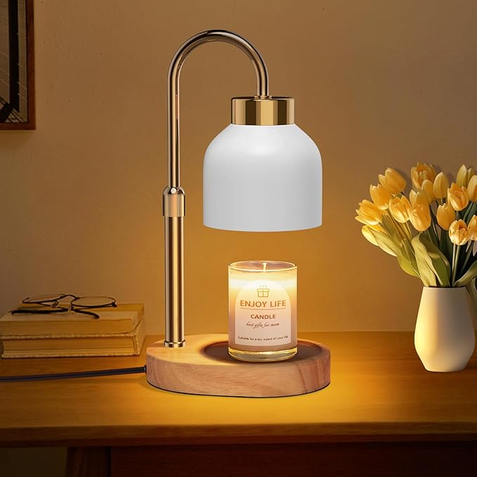 seenlast Candle Warmer Lamp with Dimmer Adjustable Height, 2/4/8H Timer,Vintage Home Decor for Scented Jar