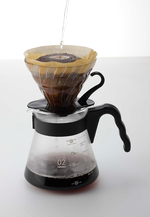 Hario V60 Glass Coffee Dripper, Size 02, Black