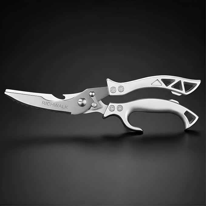 Kitchen Scissors - Heavy Duty Poultry Shears Sharp Cutting Food Chicken Bone Meat Vegetable for Cooking, Multipurpose Stainless Steel Utility Scissors, Safety Lock
