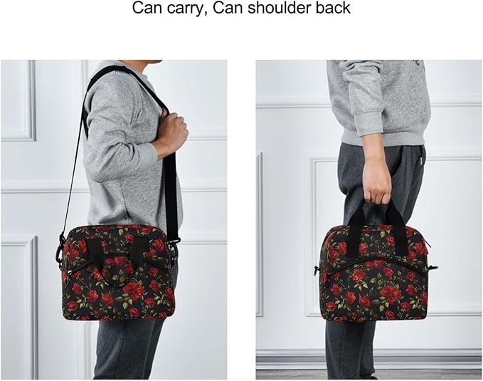 ALAZA Red Rose Flower Floral Insulated Lunch Box Reusable Cooler Bags with Shoulder Strap for Women Men Adults, 19-Can (12.5L)