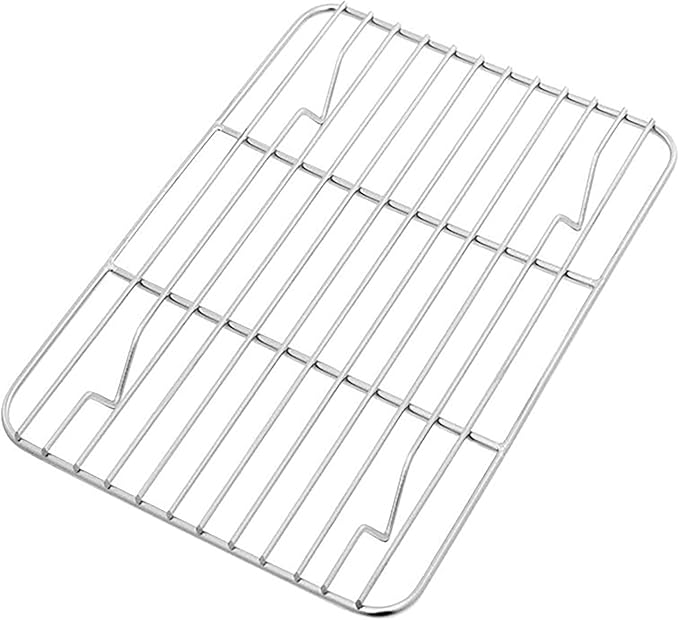 Line Roasting Racks, 1 Pcs 9.8 Inch x 7.3 Inch High Strength Stainless Steel Grill Racks for Baking and Cooling of Barbeque in Oven, Party, Dinning and Outdoors (9.8 inch)