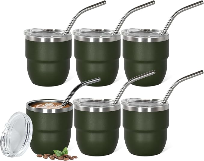 CHLJAR Espresso Cups, 4oz Insulated Espresso Cup Set of 2, Espresso Shot Cups, Stainless Steel Espresso Glasses, Stackable Mini Tumbler, Small Cup for Coffee
