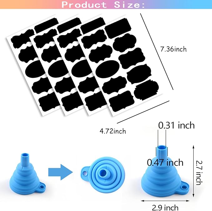 81 Pcs Reusable Mason Jar Food Storage Plastic Bags - Multi-Size Fresh Leak Proof Sandwich Snack Zipper Bags With Chalkboard Label Sticker and Silicone Funnel for Kitchen, Camping, Travel, Office