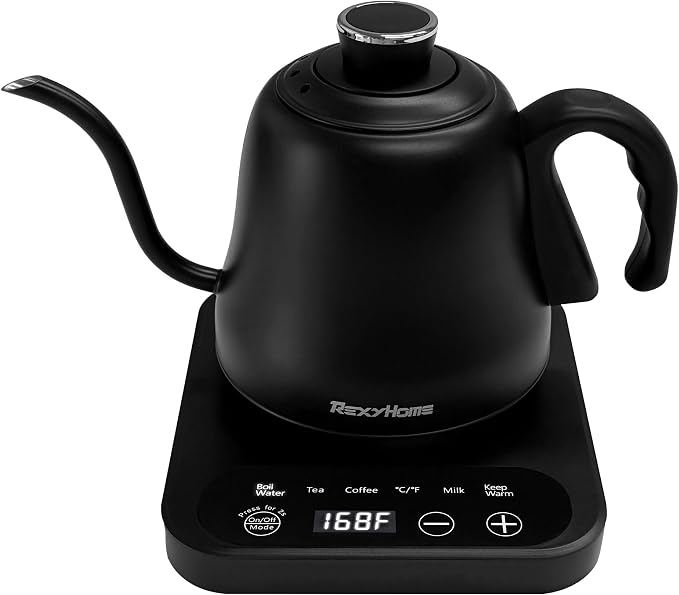 Gooseneck Electric Kettle Temperature Control: ±1℉ Precise Target | 316L Stainless Steel Electric Kettles for Boiling Water, Pour Over Coffee & Brew Tea, 1000W Quick Heating, 2h Keep Warm, 0.8L
