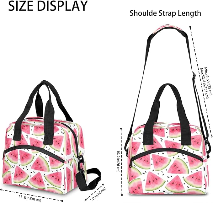 Watermelon Insulated Lunch Bag for Women Men Reusable Lunch Box Cooler Bag Large Leakproof Lunch Tote with Adjustable Shoulder Strap for Adult Work Picnic Camping Beach Office