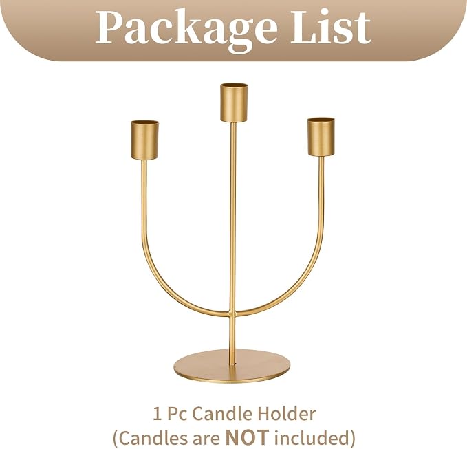 Sziqiqi Gold Candlestick Candle Holders - Candlesticks Candelabra Centerpiece for Tables 3-stem Taper Candle Holder Metal Candleholders for Christmas Wedding Fireplace Mantle Decorations