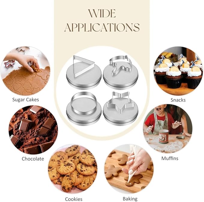 12Pcs Korean Dalgona Candy Mold Set, Stainless Steel Cookie Cutters with Umbrella Star Shapes, for Sugar Honeycomb Biscuit Baking, DIY Party Favors in Gift Tin Box