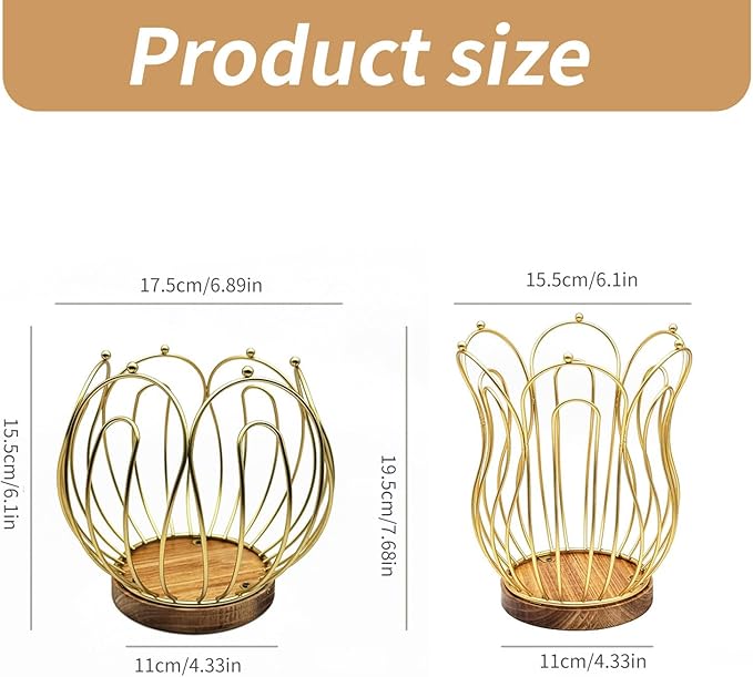 Multifunctional Coffee Pods Storage Basket with Wood Base Decorative Holder for Accessories