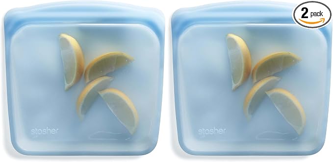 Stasher Premium Silicone Reusable Food Storage Sandwich Bag, Blue, Microwave, Sous Vide, Dishwasher, Oven and Freezer Safe, BPA Free, Leak-free, Eco-friendly, 28 Oz (Pack of 2)