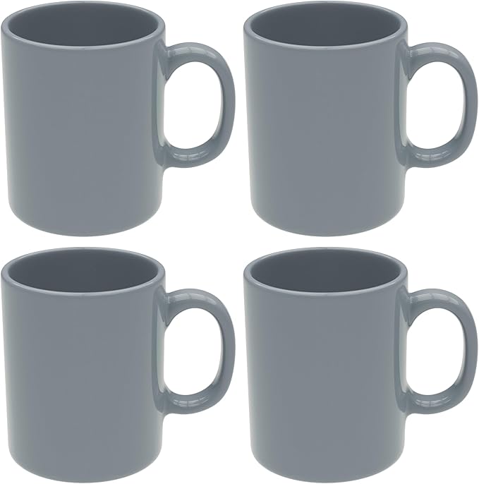 Omniware Teaz Cafe 11 oz Classic Mug, Set of 4 - Vintage-Inspired Stoneware Coffee Cups, Retro Diner Aesthetic, Rustic Drinkware, Dishwasher Safe, Ideal for Tea or Espresso (Gray)