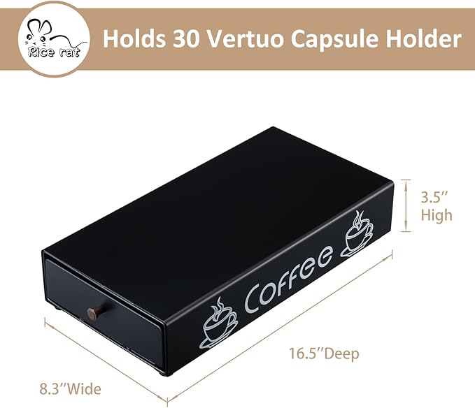 Nespresso Pod Holder Pod Drawer Cabinet Pod Storage Rack For Counter,8.3'' Wide by 16.5'' Deep by 3.5'' High (30 Pods)