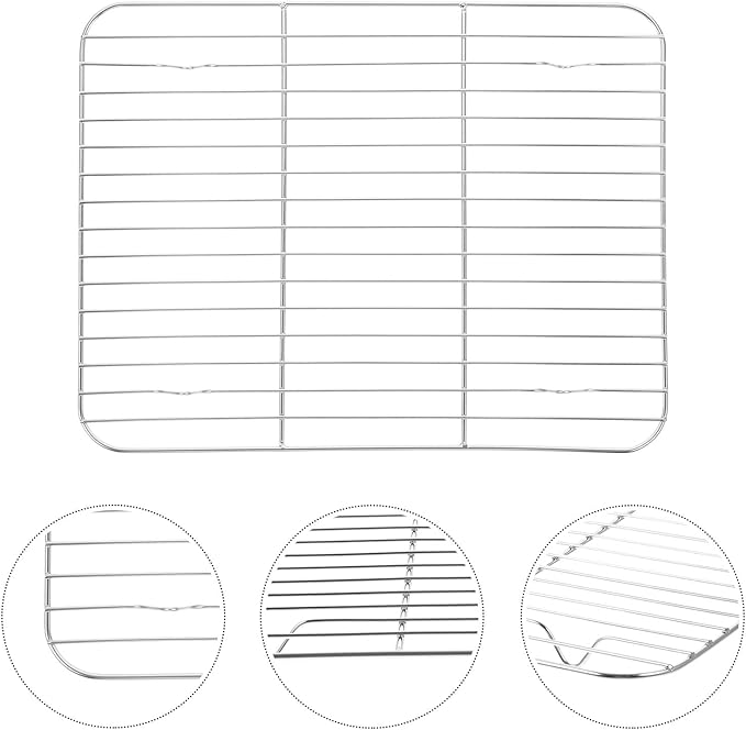 2pcs Stainless Steel Cooling Rack Baking Rack 30x23cm Oven-safe Wire Grid for Cookie Bread Pizza Cooling and Roasting Baking Sheets
