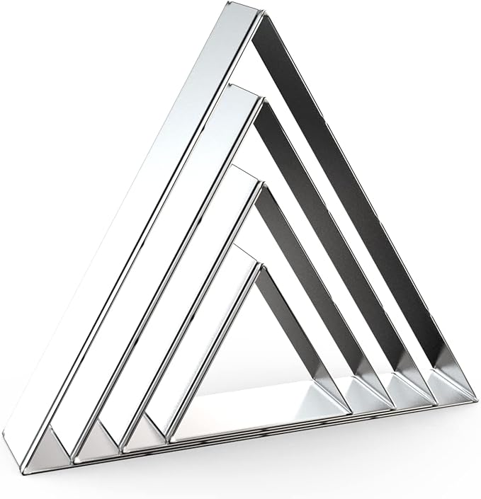Equilateral Triangle Cookie Cutter Set Large - 5 Inch, 4 Inch, 3 Inch, 2 Inch - Geometric Frame Plaque Cookie Cutters Shapes Molds - Stainless Steel