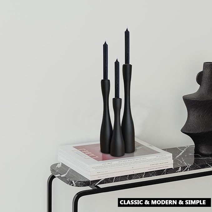 Candle Holder Black Candlestick Holders 3,Tall Taper Candle Holders Set of 3 for Candlesticks(12"/10"/7.5" H),Modern Farmhouse Candle Stick Candle Holder for Decor