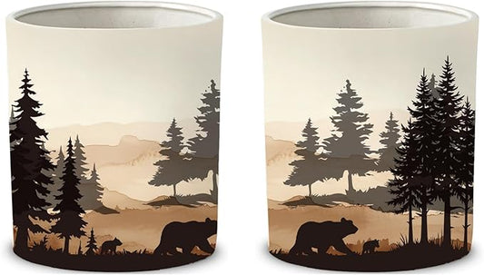FYSUIMU Brown Bear Ceramic Utensil Holder Forest Silhouette Utensil Crock for Home Kitchen Countertop Storage Organizer Container