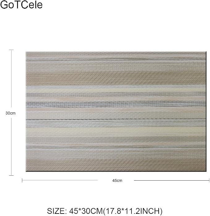 Placemats for Kitchen Table Mats Washable Table Placemats Easy to Clean PVC Placemat Set of 8 (Beige)