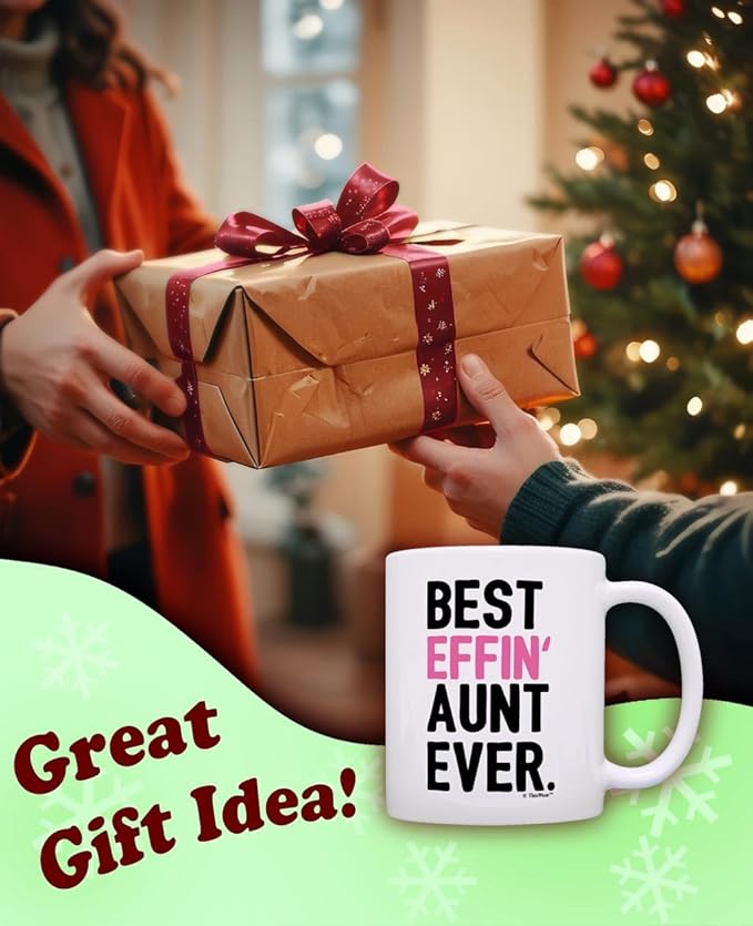 ThisWear Aunt Gifts from Niece or Nephew Best Effin Aunt Ever 2 Pack 11oz Ceramic Coffee Mug Set